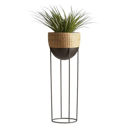 Mvdxj Standing Planter - Decorative Floor Plant Pot with Stand - Woven Style for Living Room, Patio & Bedroom - Sturdy & Elegant Decor
