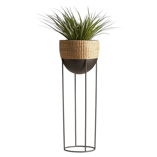 Mvdxj Standing Planter - Decorative Floor Plant Pot with Stand - Woven Style for Living Room, Patio & Bedroom - Sturdy & Elegant Decor
