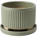 Mvdxj Ribbed Stoneware Planter with Saucer Sage - Product view